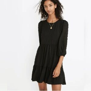 Madewell NWT Black Ruffle-Hem Mini Dress, side 4
